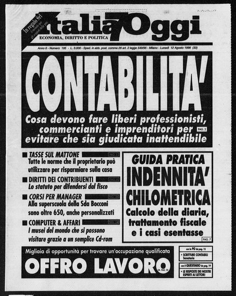 Italia oggi : quotidiano di economia finanza e politica